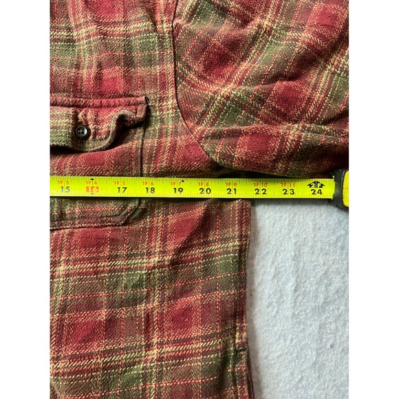 ORVIS Men's M Plaid Flannel Long Sleeve Button Up Shirt shacket pocket Red green - Picture 5 of 8